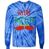 Funny Elf Gift What The Elf Christmas Pun Elf Ugly Xmas Great Gift Tie-Dye Long Sleeve Shirt