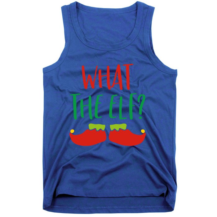 Funny Elf Gift What The Elf Christmas Pun Elf Ugly Xmas Great Gift Tank Top