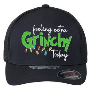 Feeling Extra Grinchy Today Christmas Xmas Lights Pullover Flexfit Unipanel Trucker Cap