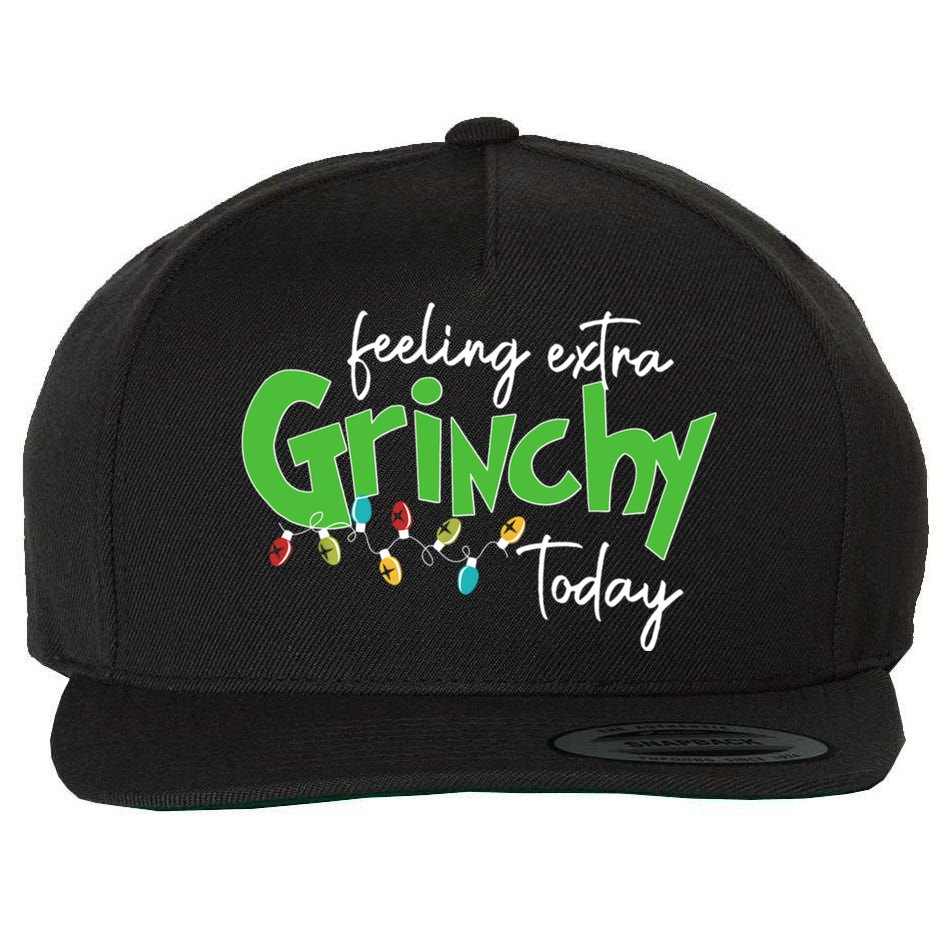 Feeling Extra Grinchy Today Christmas Xmas Lights Pullover Wool Snapback Cap