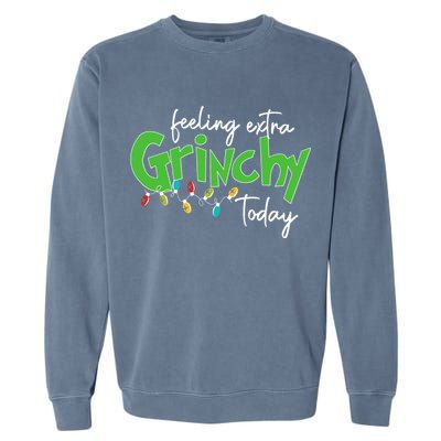 Feeling Extra Grinchy Today Christmas Xmas Lights Pullover Garment-Dyed Sweatshirt