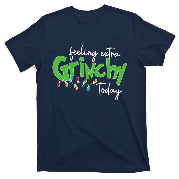 Feeling Extra Grinchy Today Christmas Xmas Lights Pullover T-Shirt