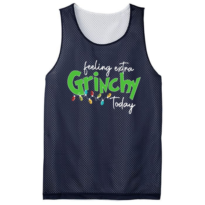 Feeling Extra Grinchy Today Christmas Xmas Lights Pullover Mesh Reversible Basketball Jersey Tank