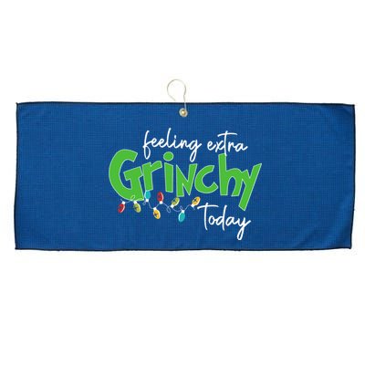 Feeling Extra Grinchy Today Christmas Xmas Lights Pullover Large Microfiber Waffle Golf Towel
