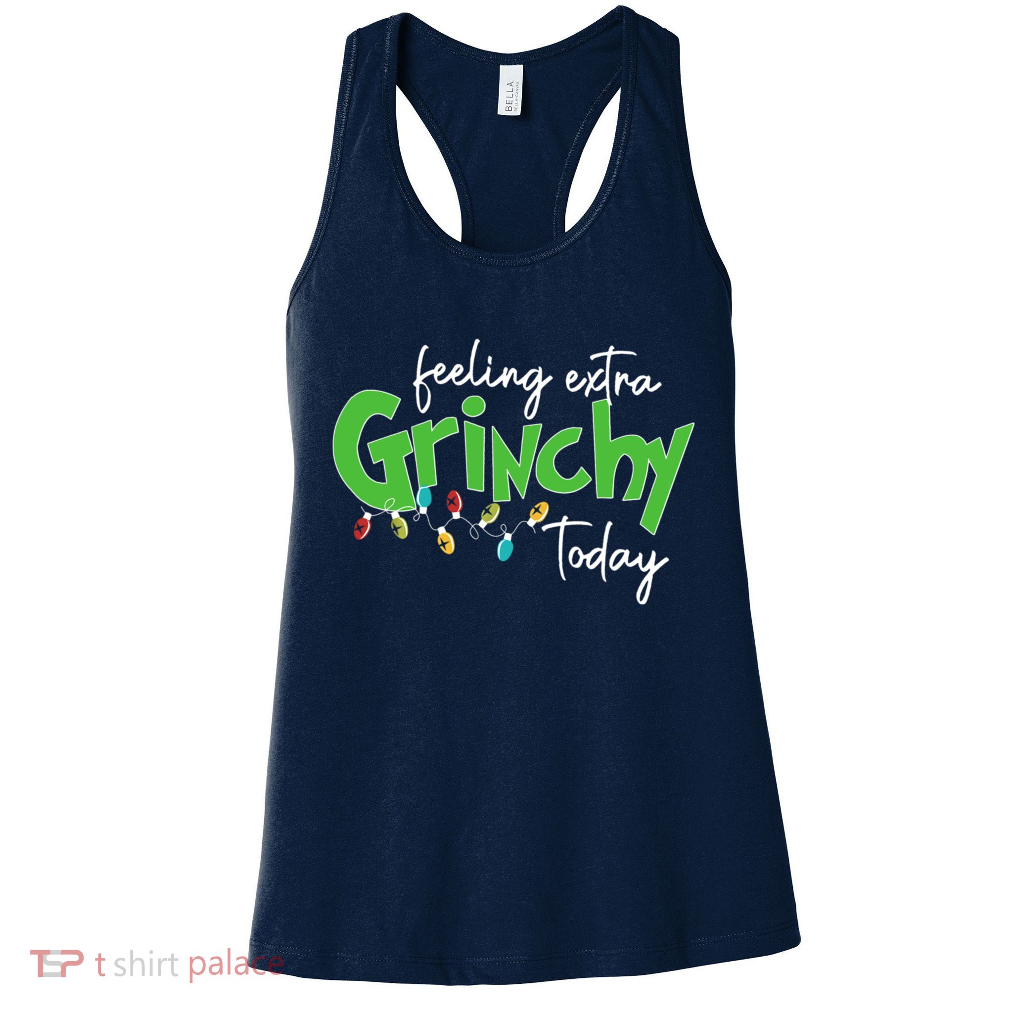 Feeling Extra Grinchy Today Christmas Xmas Lights Pullover Womens Tank Top