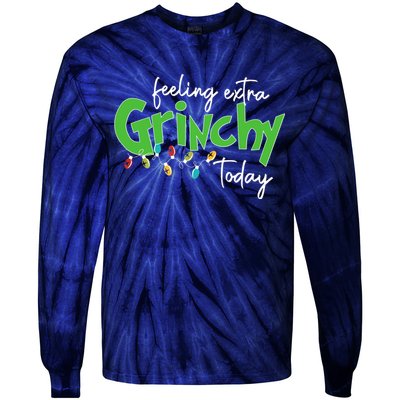 Feeling Extra Grinchy Today Christmas Xmas Lights Pullover Tie-Dye Long Sleeve Shirt