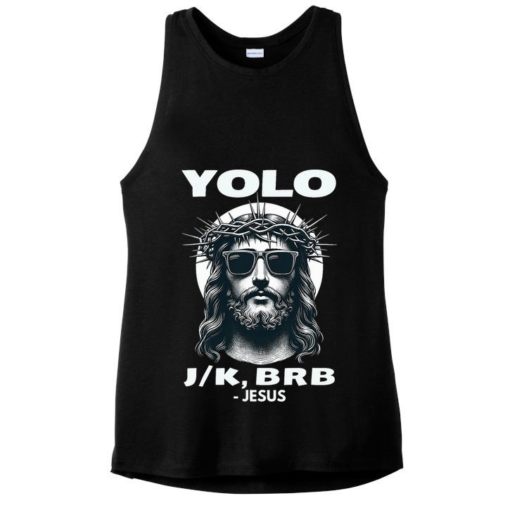 Funny Easter Gifts Christian Resurrection Yolo Jk Brb Jesus Ladies PosiCharge Tri-Blend Wicking Tank
