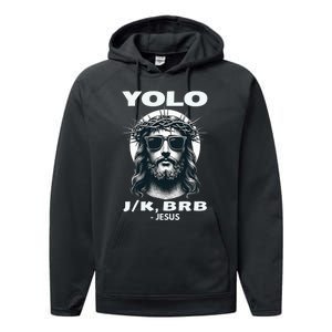 Funny Easter Gifts Christian Resurrection Yolo Jk Brb Jesus Performance Fleece Hoodie