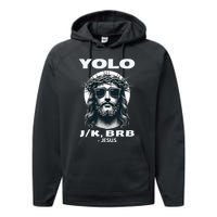 Funny Easter Gifts Christian Resurrection Yolo Jk Brb Jesus Performance Fleece Hoodie