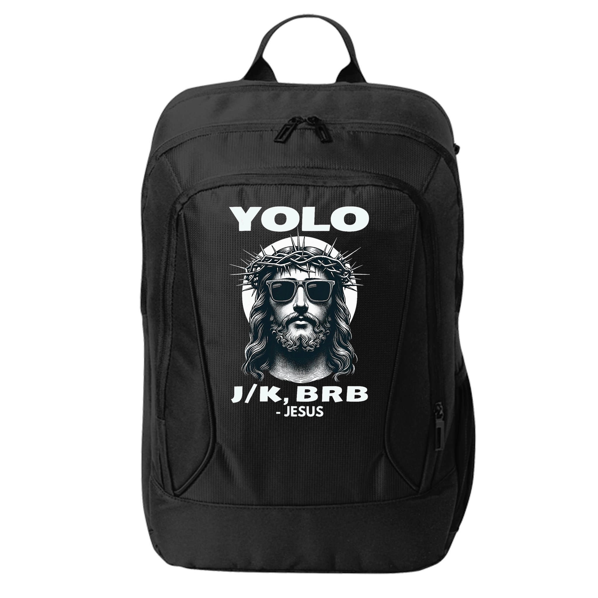 Funny Easter Gifts Christian Resurrection Yolo Jk Brb Jesus City Backpack
