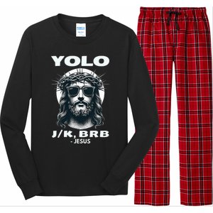 Funny Easter Gifts Christian Resurrection Yolo Jk Brb Jesus Long Sleeve Pajama Set