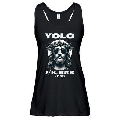 Funny Easter Gifts Christian Resurrection Yolo Jk Brb Jesus Ladies Essential Flowy Tank