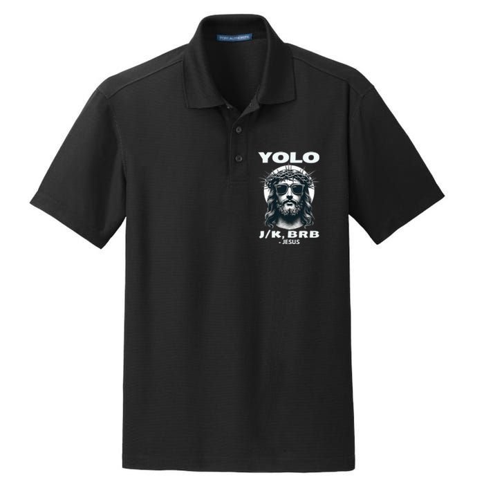 Funny Easter Gifts Christian Resurrection Yolo Jk Brb Jesus Dry Zone Grid Polo