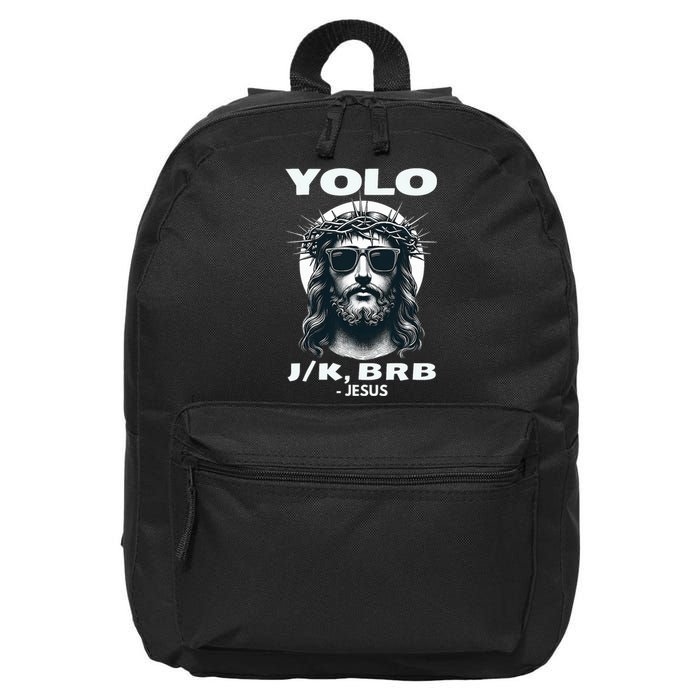 Funny Easter Gifts Christian Resurrection Yolo Jk Brb Jesus 16 in Basic Backpack