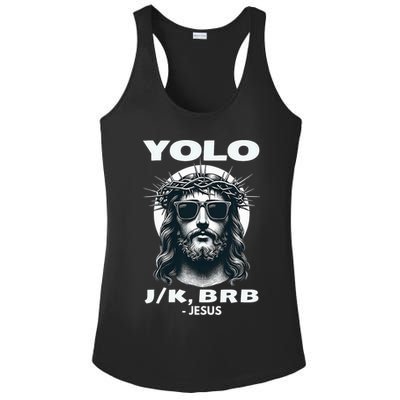 Funny Easter Gifts Christian Resurrection Yolo Jk Brb Jesus Ladies PosiCharge Competitor Racerback Tank