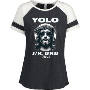 Funny Easter Gifts Christian Resurrection Yolo Jk Brb Jesus Enza Ladies Jersey Colorblock Tee