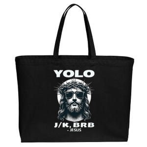 Funny Easter Gifts Christian Resurrection Yolo Jk Brb Jesus Cotton Canvas Jumbo Tote