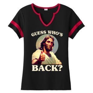 Funny Easter Guess Whos Back Jesus Ladies Halftime Notch Neck Tee