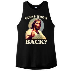 Funny Easter Guess Whos Back Jesus Ladies PosiCharge Tri-Blend Wicking Tank