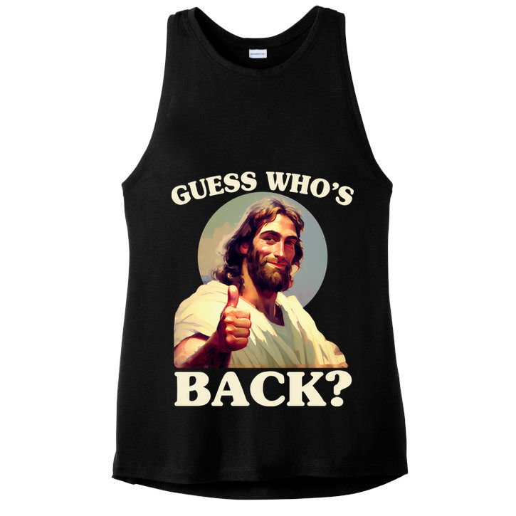 Funny Easter Guess Whos Back Jesus Ladies PosiCharge Tri-Blend Wicking Tank