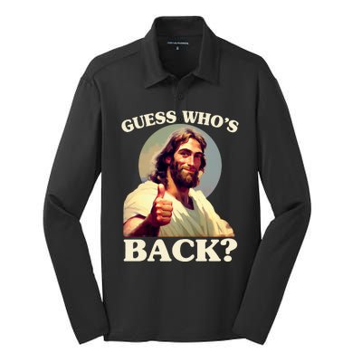 Funny Easter Guess Whos Back Jesus Silk Touch Performance Long Sleeve Polo