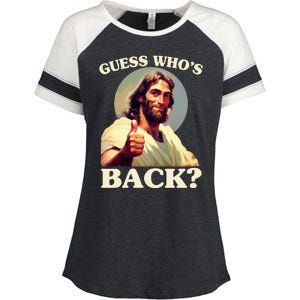 Funny Easter Guess Whos Back Jesus Enza Ladies Jersey Colorblock Tee