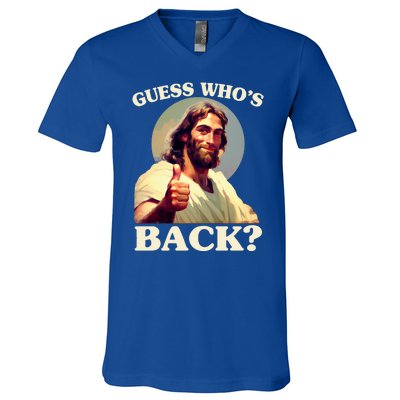 Funny Easter Guess Whos Back Jesus V-Neck T-Shirt