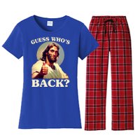 Funny Easter Guess Whos Back Jesus Women's Flannel Pajama Set