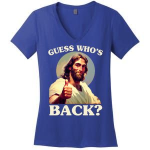 Funny Easter Guess Whos Back Jesus Women's V-Neck T-Shirt