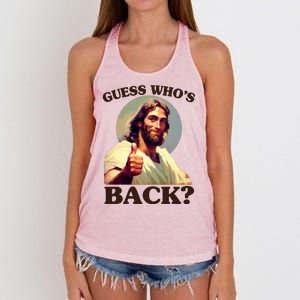 Funny Easter Guess Whos Back Jesus Women's Knotted Racerback Tank