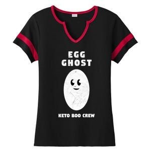 Funny Egg Ghost Of The Keto Boo Crew Squad Gift Ladies Halftime Notch Neck Tee