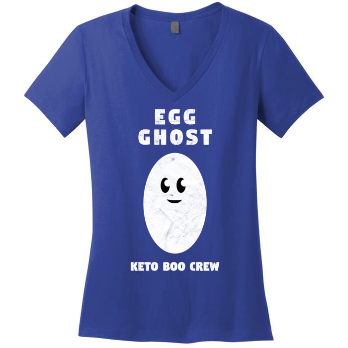 Funny Egg Ghost Of The Keto Boo Crew Squad Gift Women's V-Neck T-Shirt