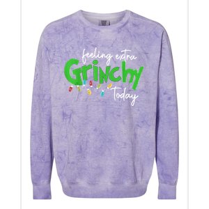 Feeling Extra Grinchy Today Christmas Lights Xmas Clothing Colorblast Crewneck Sweatshirt