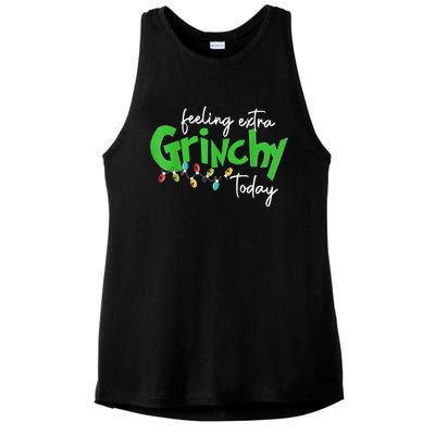 Feeling Extra Grinchy Today Christmas Lights Xmas Clothing Ladies PosiCharge Tri-Blend Wicking Tank