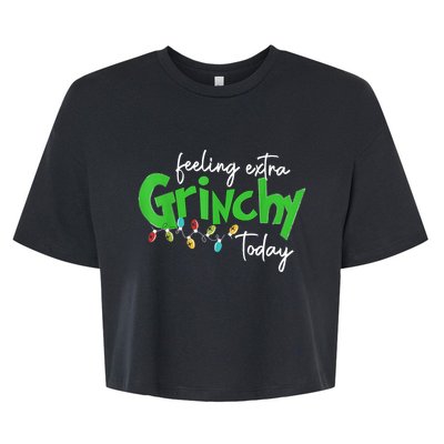 Feeling Extra Grinchy Today Christmas Lights Xmas Clothing Bella+Canvas Jersey Crop Tee