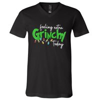 Feeling Extra Grinchy Today Christmas Lights Xmas Clothing V-Neck T-Shirt