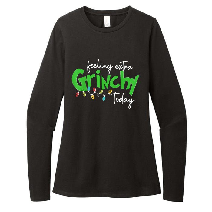 Feeling Extra Grinchy Today Christmas Lights Xmas Clothing Womens CVC Long Sleeve Shirt