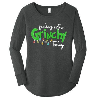 Feeling Extra Grinchy Today Christmas Lights Xmas Clothing Women's Perfect Tri Tunic Long Sleeve Shirt