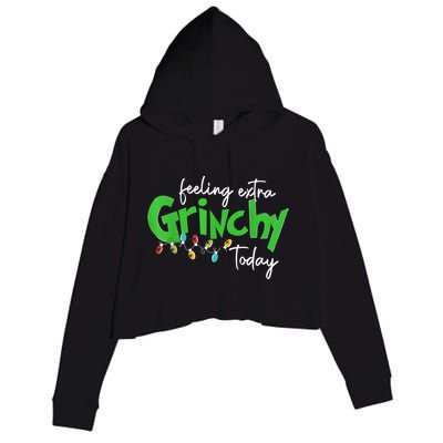 Feeling Extra Grinchy Today Christmas Lights Xmas Clothing Crop Fleece Hoodie