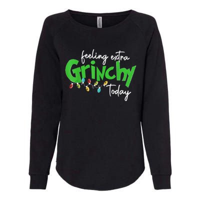 Feeling Extra Grinchy Today Christmas Lights Xmas Clothing Womens California Wash Sweatshirt