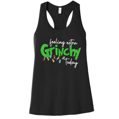 Feeling Extra Grinchy Today Christmas Lights Xmas Clothing Women's Racerback Tank