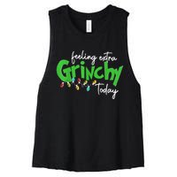 Feeling Extra Grinchy Today Christmas Lights Xmas Clothing Women's Racerback Cropped Tank