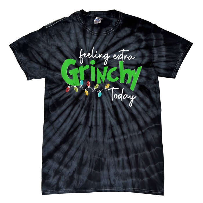 Feeling Extra Grinchy Today Christmas Lights Xmas Clothing Tie-Dye T-Shirt