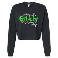 Feeling Extra Grinchy Today Christmas Lights Xmas Clothing Cropped Pullover Crew