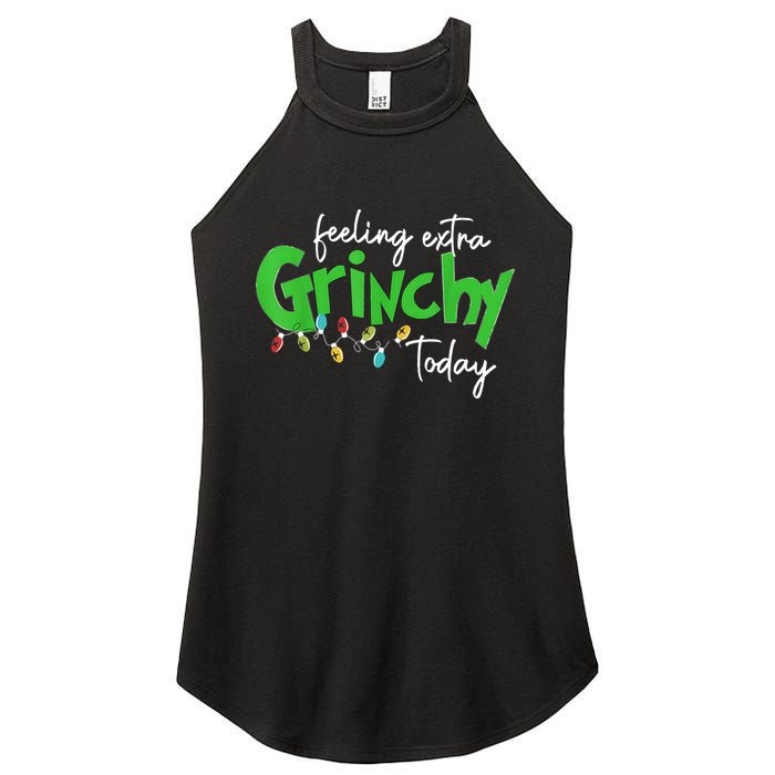 Feeling Extra Grinchy Today Christmas Lights Xmas Clothing Women’s Perfect Tri Rocker Tank