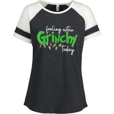 Feeling Extra Grinchy Today Christmas Lights Xmas Clothing Enza Ladies Jersey Colorblock Tee