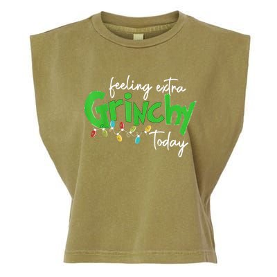 Feeling Extra Grinchy Today Christmas Lights Xmas Clothing Garment-Dyed Women's Muscle Tee