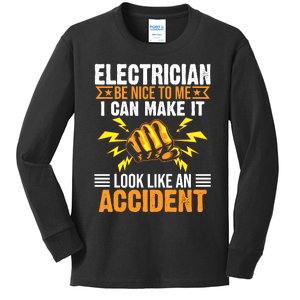 Funny Electrician Gift Cool Electrical Lineman Gag Quote Kids Long Sleeve Shirt