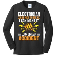 Funny Electrician Gift Cool Electrical Lineman Gag Quote Kids Long Sleeve Shirt