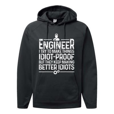 Funny Engineer Gift For  Cool Engineering Mechanic Performance Fleece Hoodie